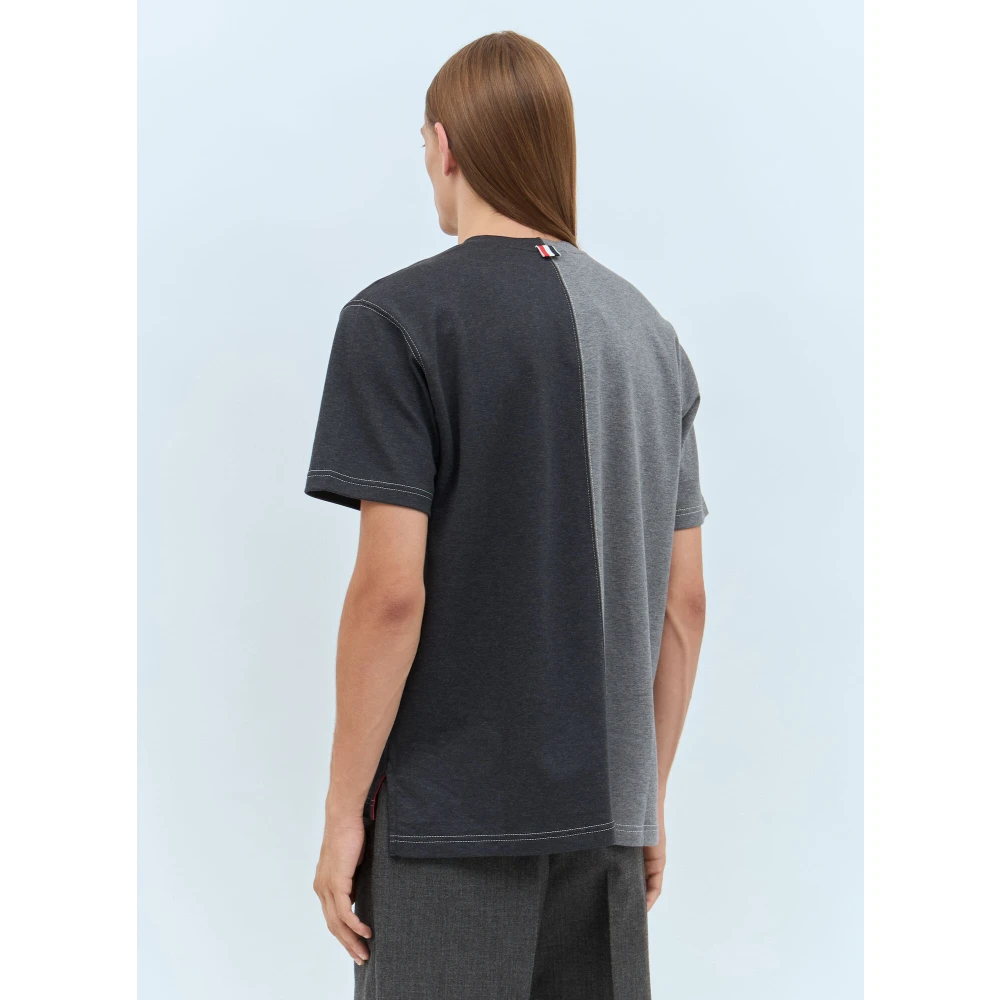 Thom Browne Katoenen Jersey Crewneck T-Shirt Gray Heren