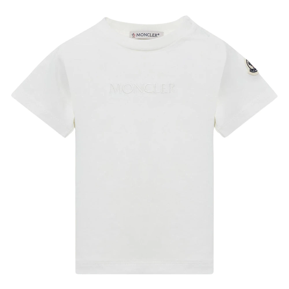 Moncler Girls Beige 18 M, Ivory Logo T-Shirt For Baby
