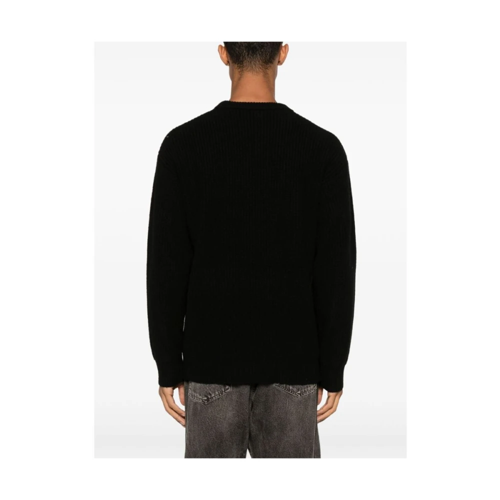 R13 Zwarte Merino Wollen Gebreide Trui Black Heren