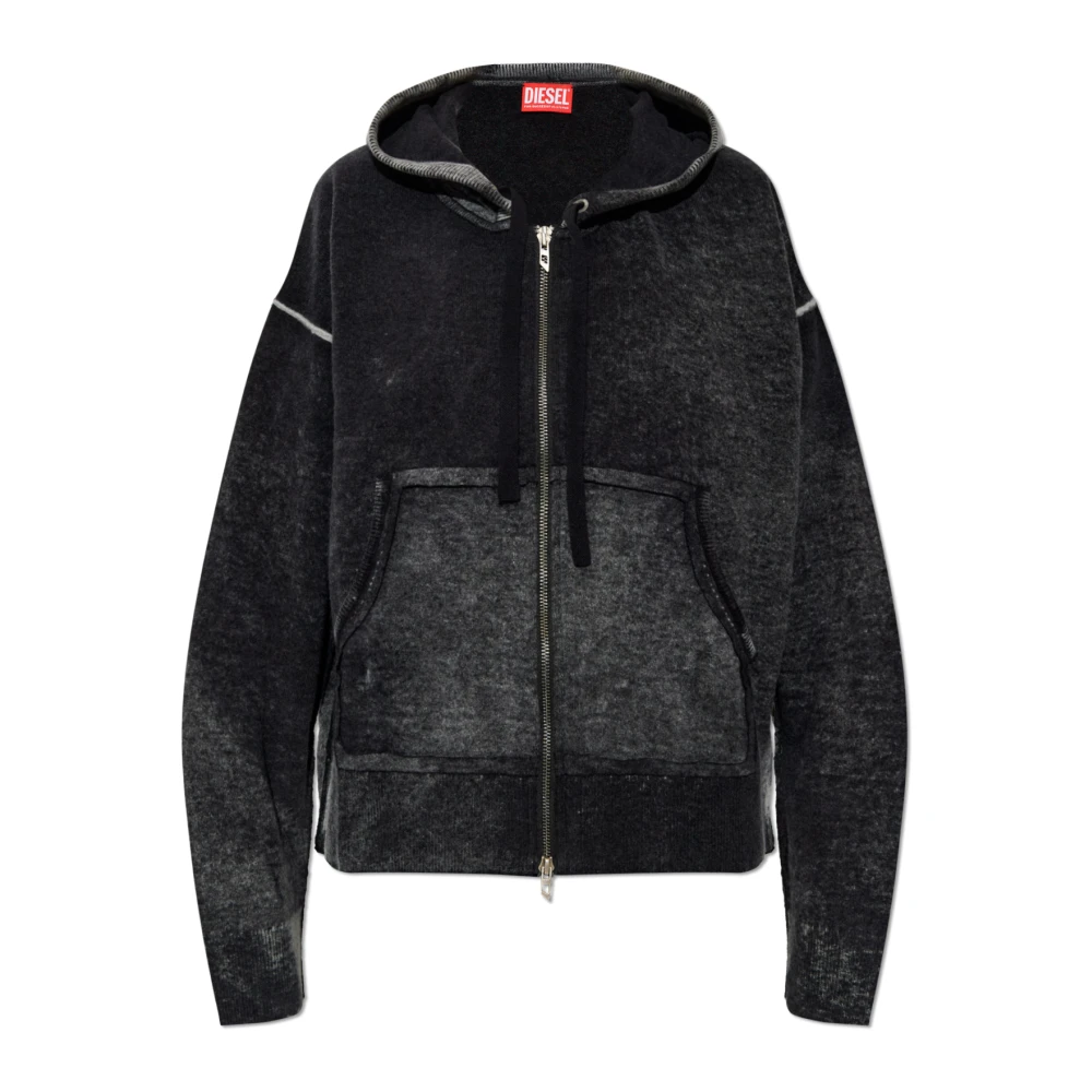Diesel Kvinno Grå Sweatshirts & Hoodies Dam, M, M-Hermine Wool Sweatshirt