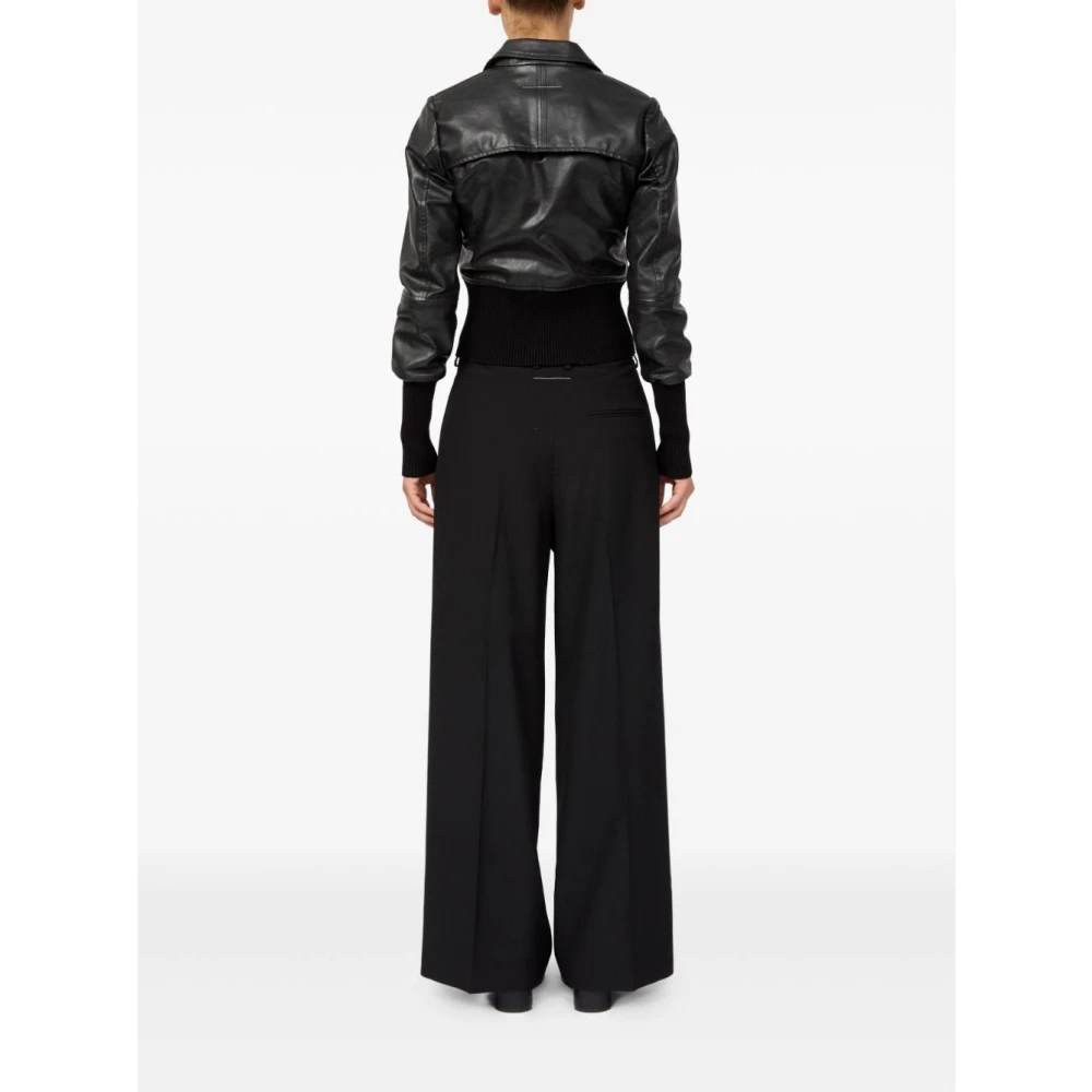 MM6 Maison Margiela Zwarte Leren Sportjas Black Dames