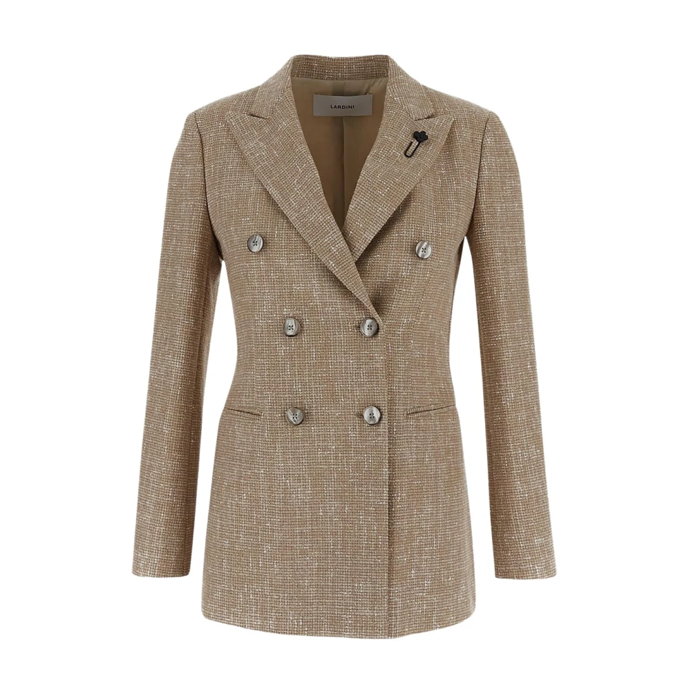Lardini Dubbelrijige wollen en nylon jas Beige Dames