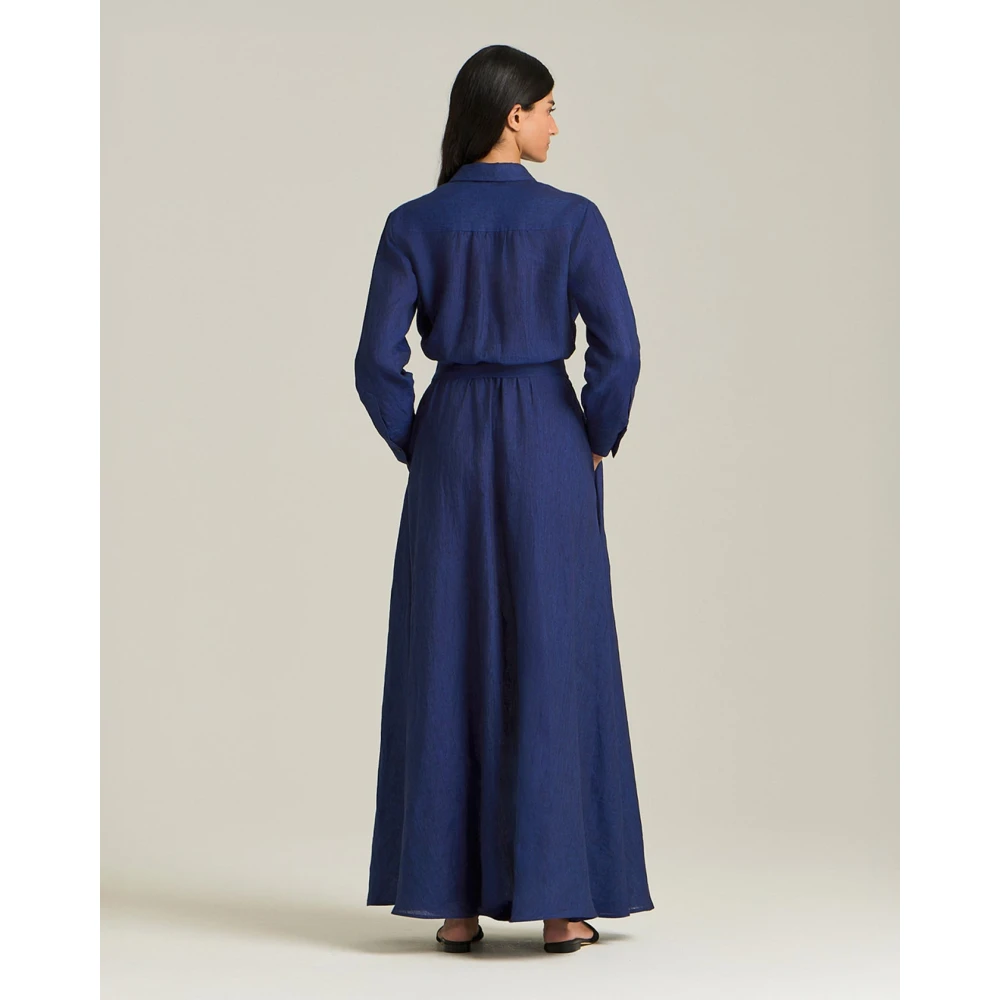 Kiton Linnen overhemdjurk met trekkoord taille Blue Dames