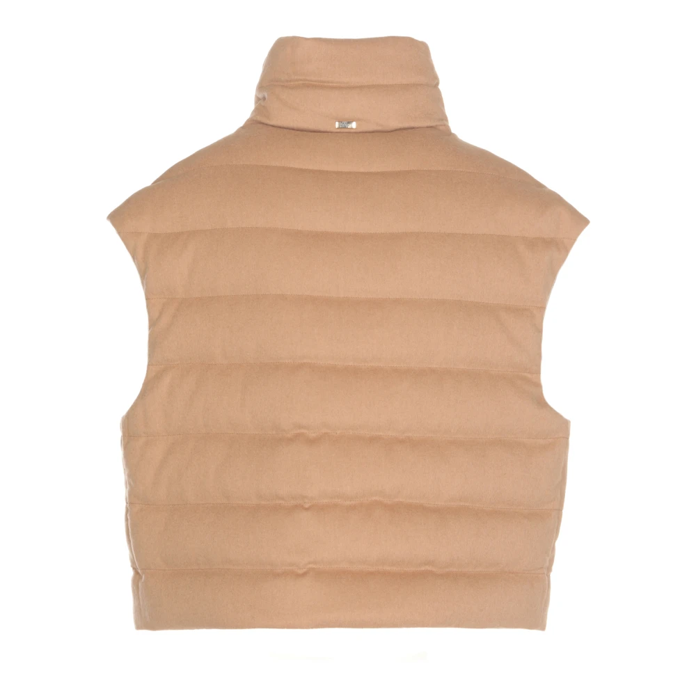 Herno Gewatteerde Kameel Vest met Hoge Hals Brown Dames