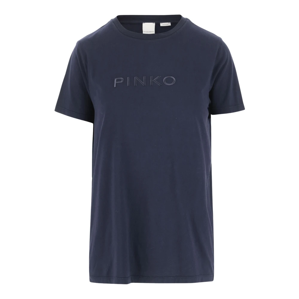 Pinko Navy T-shirt met geborduurd logo Blue Dames