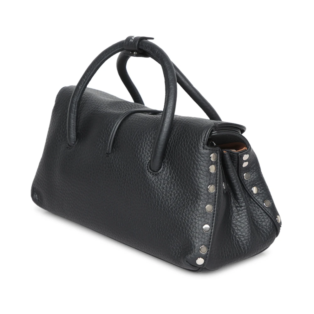 Zanellato Elegante zwarte leren schoudertas Black Dames