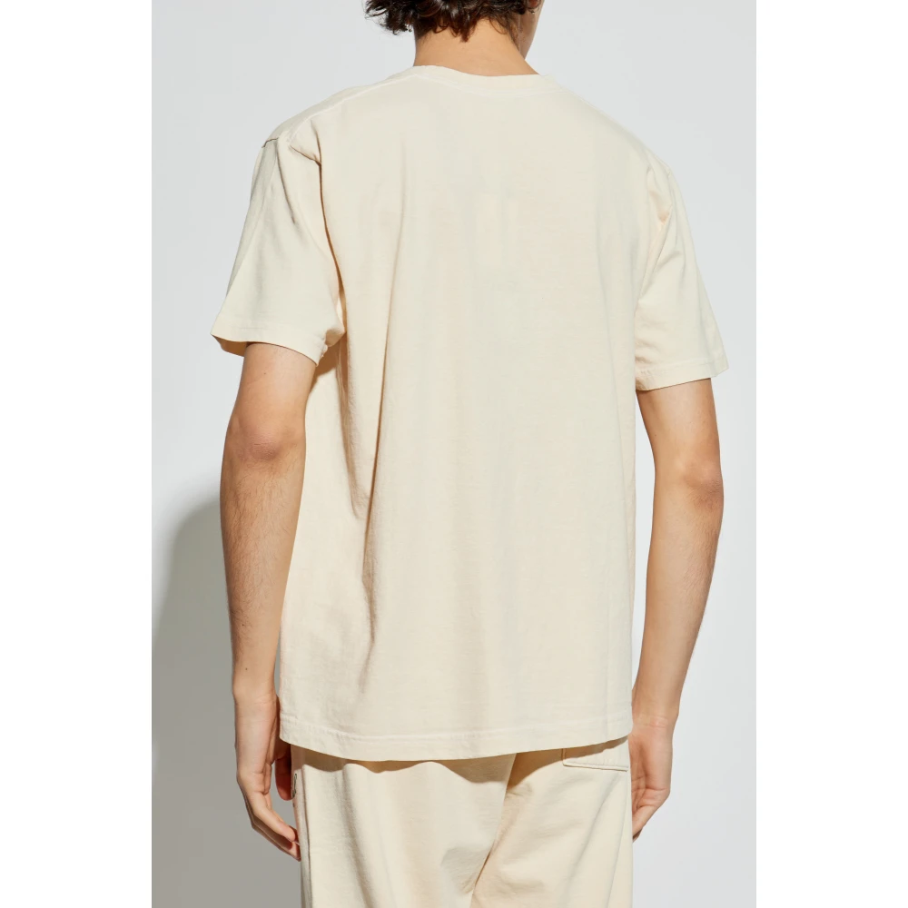 Sporty & Rich T-shirt uit de Varsity Crest collectie Beige Unisex