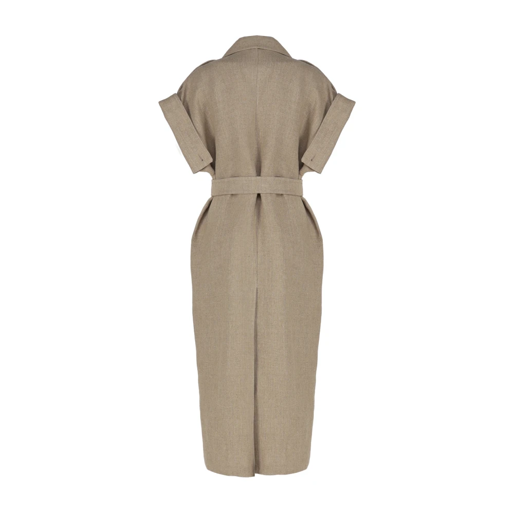 Max Mara Beige Linnen Trenchcoat Jurk Beige Dames