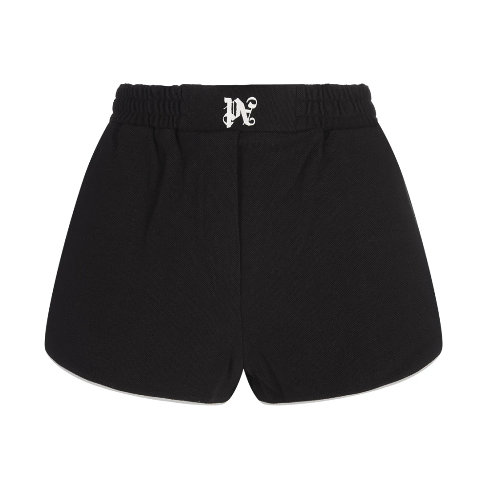 Palm Angels Zwarte Katoenen Shorts met Monogram Black Dames