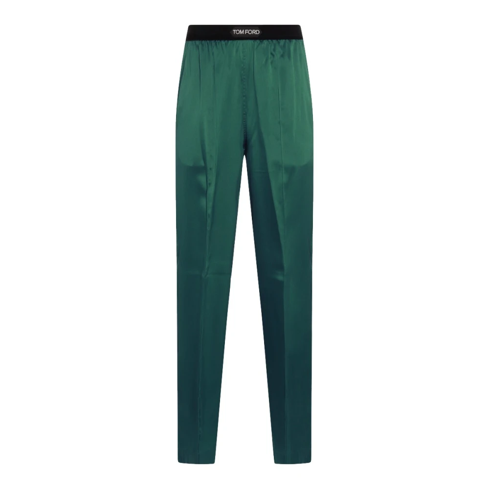 Tom Ford Groene zijdeblend rechte broek Green Dames