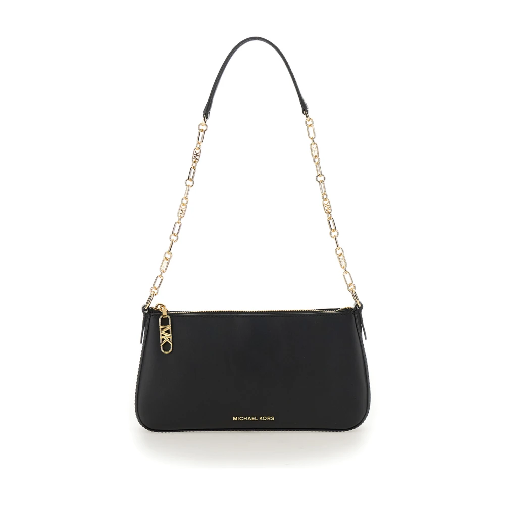 Michael Kors Zwarte Empire Schoudertas met Logo Plaque Black Dames