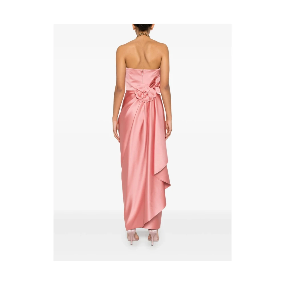 Elie Saab Poederroze Strapless Gedrapeerd Jurk Pink Dames