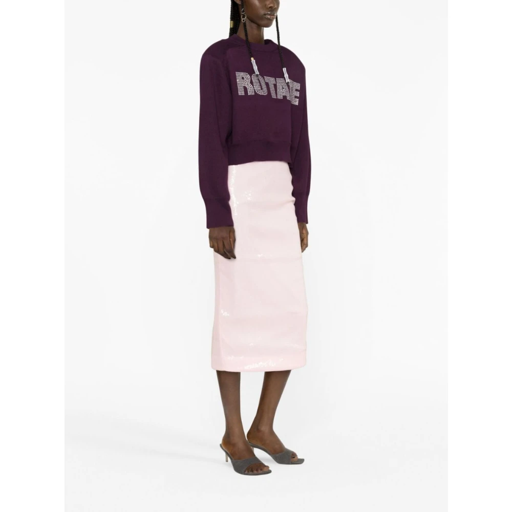 Rotate Birger Christensen Cropped Gebreide Jumper Purple Dames