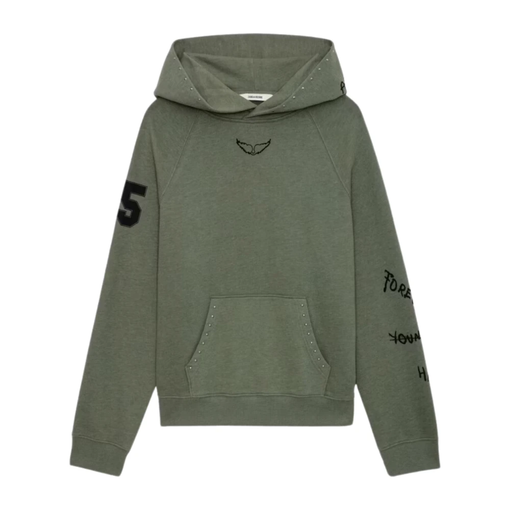 Khaki Grønn Multibadge Strass Sweatshirt