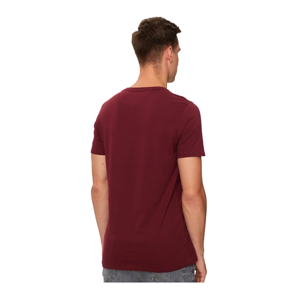 Tommy Jeans Rood Logo Geborduurd Slim Fit T-Shirt Red Heren