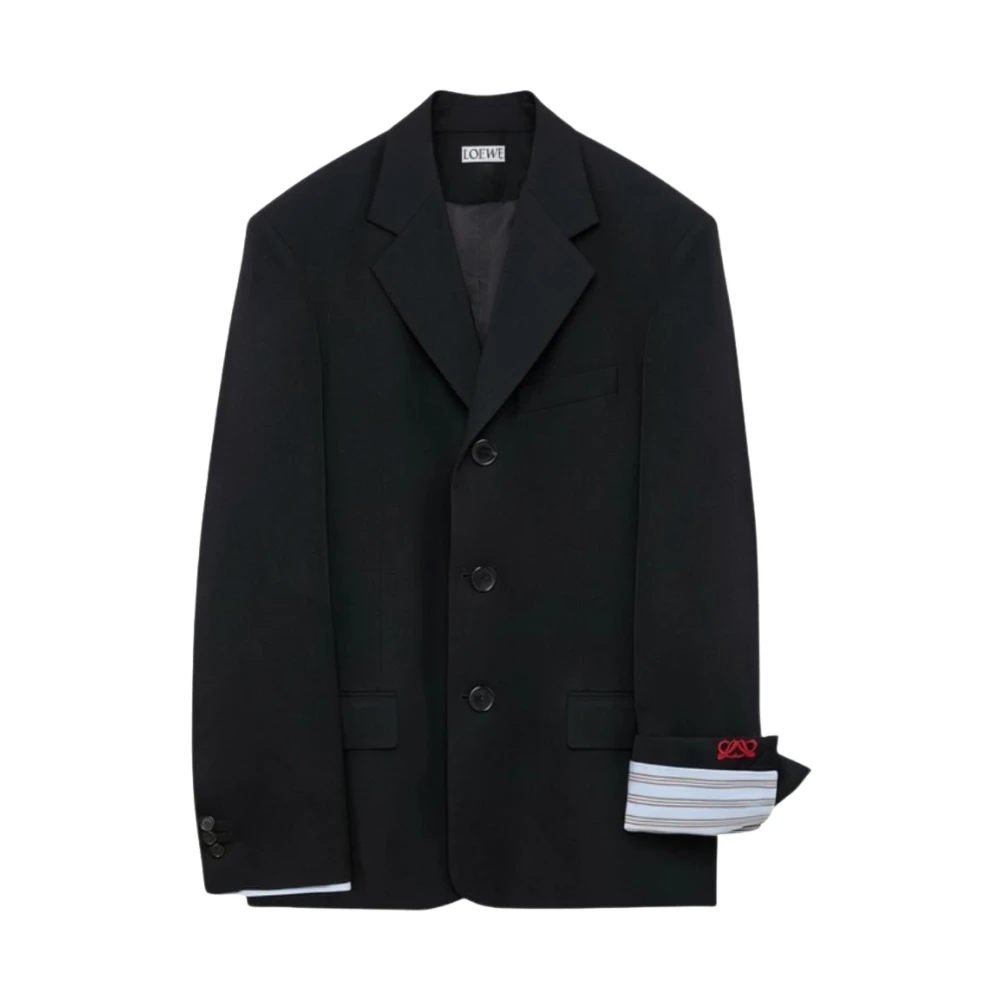 Loewe , Blazers, Female, Black, Xs, Single-Breasted Wool Blazer
