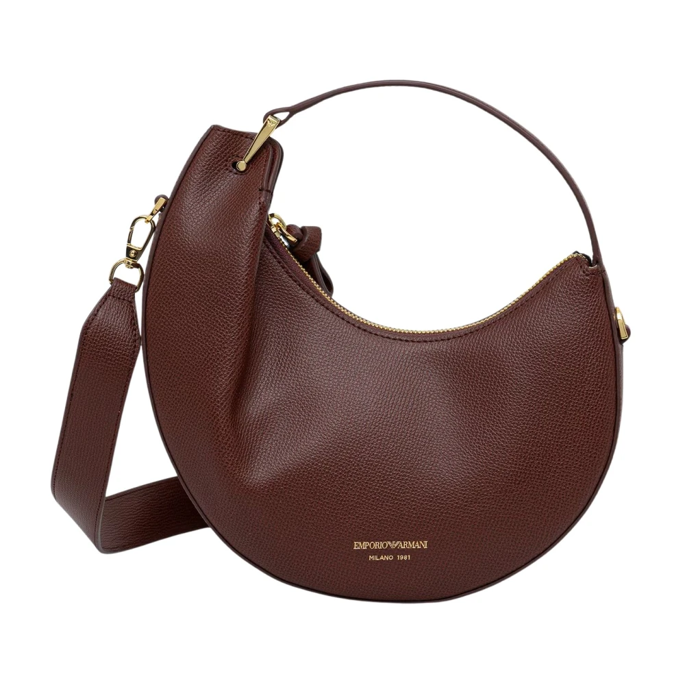 Emporio Armani Pebbled Leather Hobo Shoulder Bag - Female - Handbags - Brown - One Size - Bags