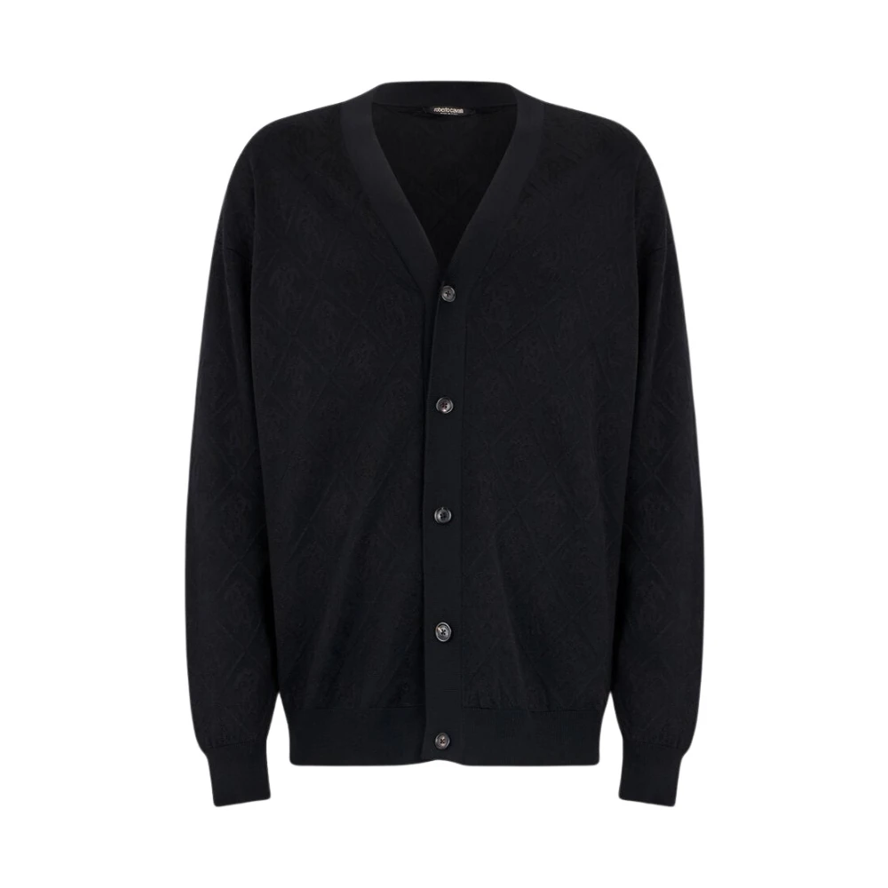 Roberto Cavalli Men's Black Rc Motif Cardigan