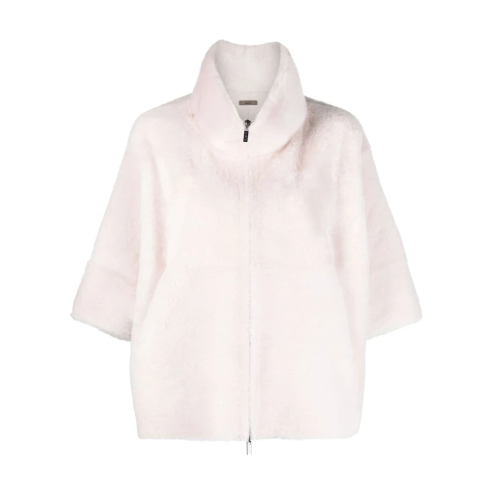 PESERICO Omkeerbare Beige Jas met Wijd Uitlopende Mouwen White Dames