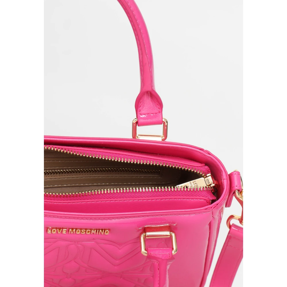 Love Moschino Fuchsia Verniste Tas met Metalen Logo Pink Dames