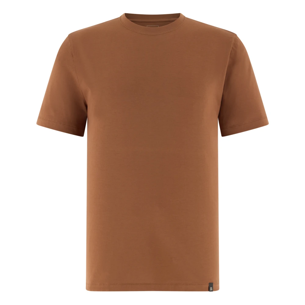 Boggi Milano Mannelijk Bruin Tops Heren, 2XL, Katoen, T-Shirt Van Stretch-Supima-Katoen