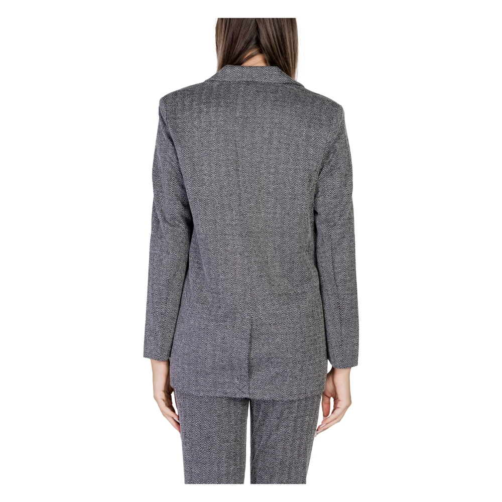 Ichi Zwart Pinstripe Knoop Blazer Black Dames