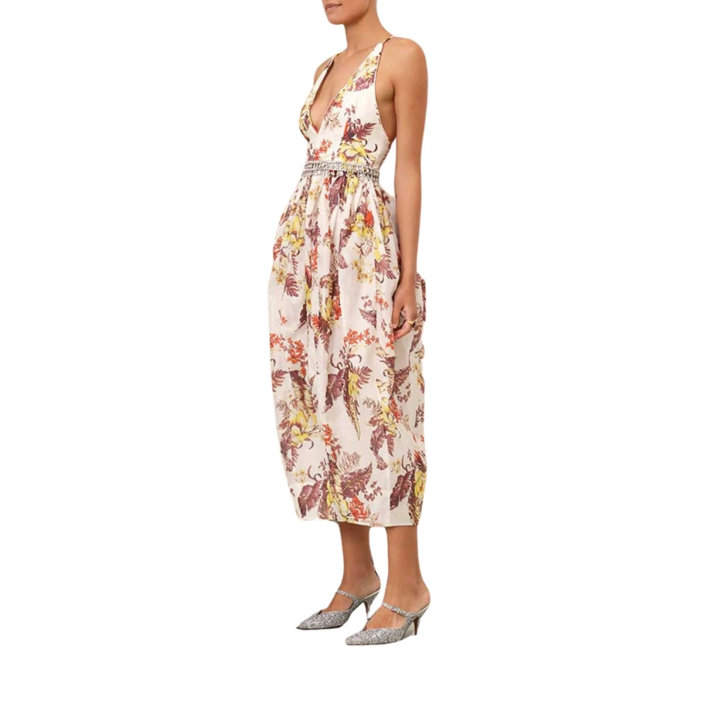 Zimmermann Tulpen Bloemen Midi Jurk Multicolor Dames