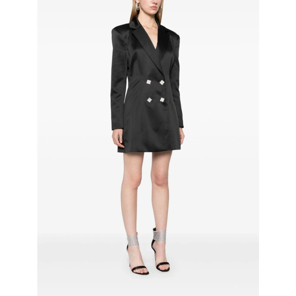 Rotate Birger Christensen Zwarte Satijnen Weefsel Double-Breasted Jurk Black Dames
