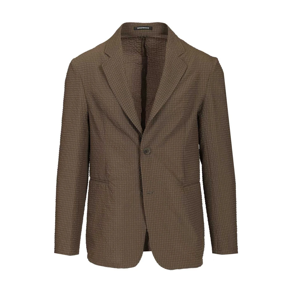 Emporio Armani Hombre Marrón - Seersucker Blazer - Jackets - L