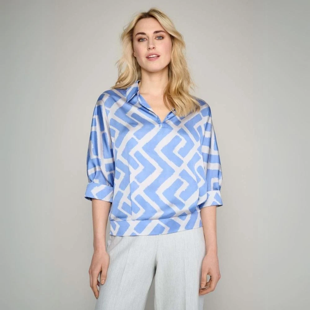 Marie Méro Blouse met tweekleurige print Trendy Stijl Blue Dames