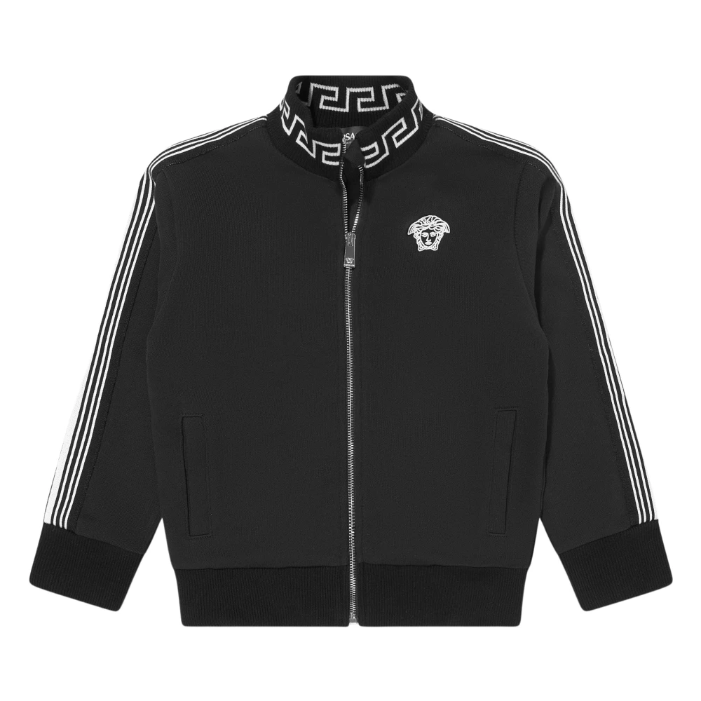 Versace Boys Black Kids Sweatshirts, 8 Y, Medusa Logo Zip Up Top