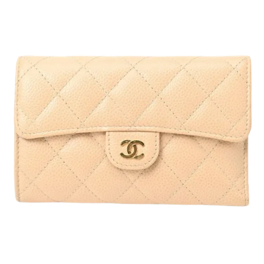 Chanel Vintage Pre-owned Leather wallets Beige Dames