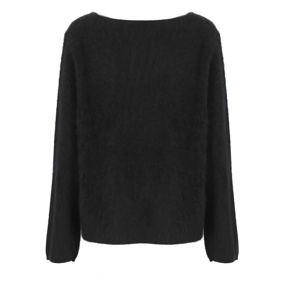 Kangra Zwarte Cashmere Crewneck Trui Vrouw Black Dames