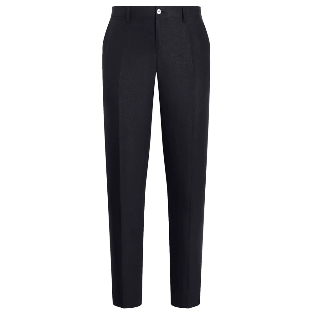 Dolce & Gabbana Men's Blue Tailored Linen Trousers - Suit Trousers - Xl - Trousers