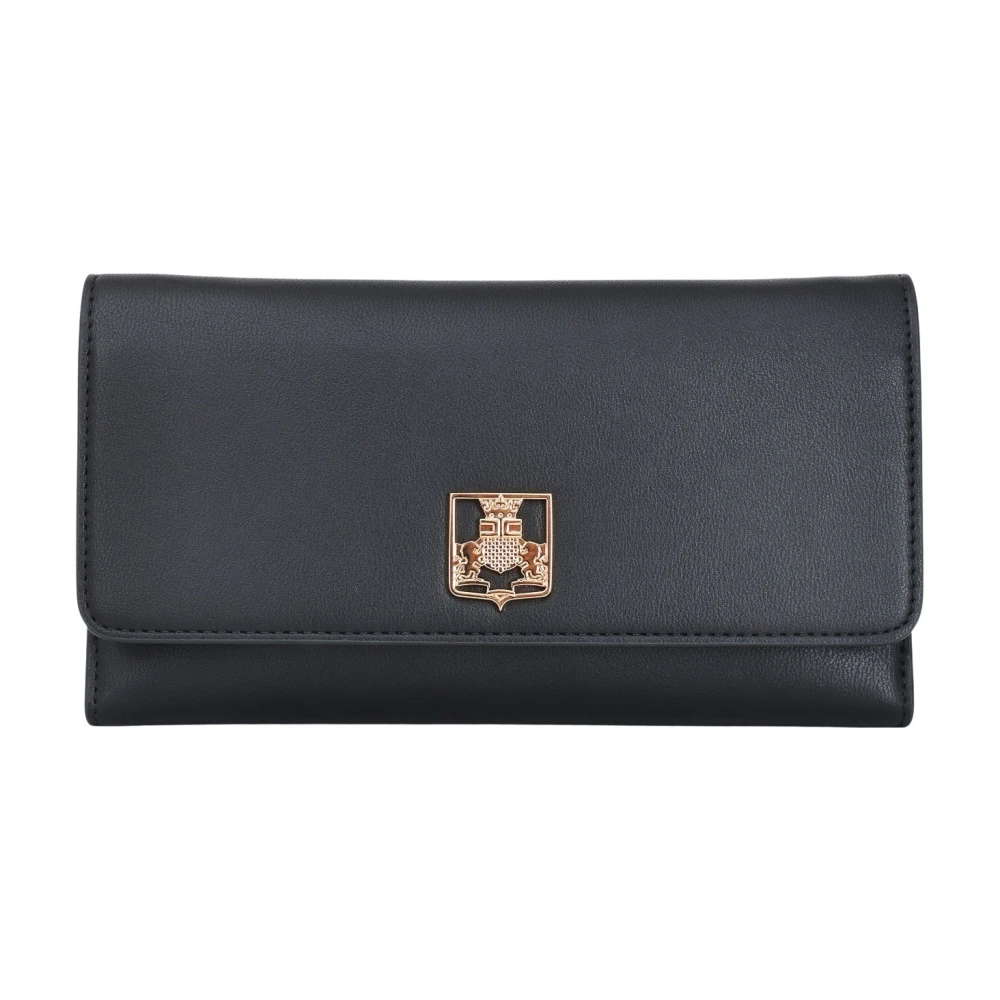 Elisabetta Franchi Zwarte Minimalistische Pochette met Gouden Logo Black Dames