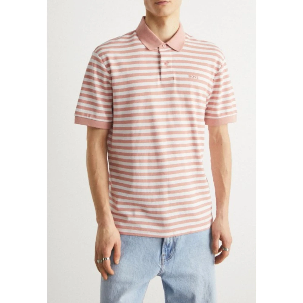 Hugo Boss Gestreept Polo Shirt Heren Pink Heren