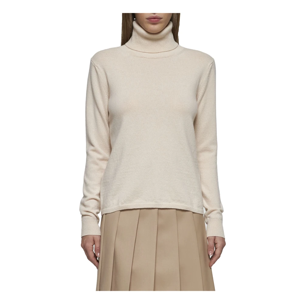 Max Mara Studio Beige Wol Kasjmier Coltrui Sweater Beige Dames