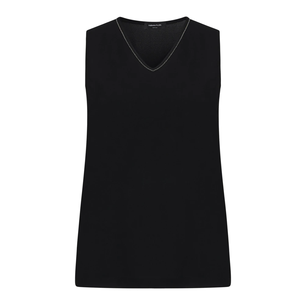 Fabiana Filippi Zwarte Top Elegante Stijl Black Dames