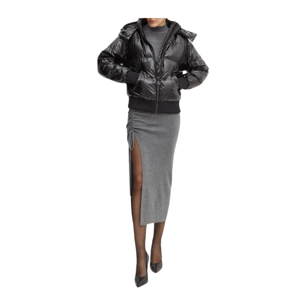 Guess Metallic Hoodie Puffer Jas Black Dames