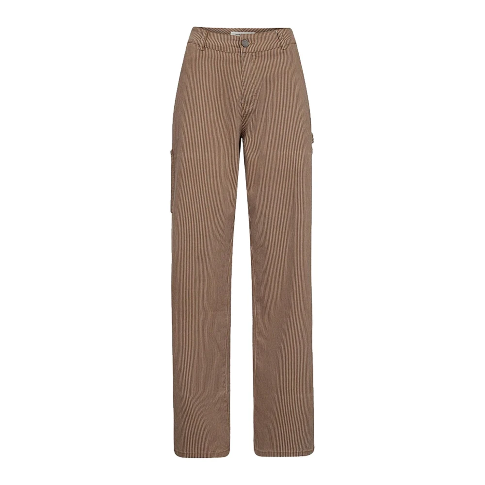 Sofie Schnoor Brown Striped Tan/ Loose Fit Trousers - Female - Straight Trousers - M - Trousers