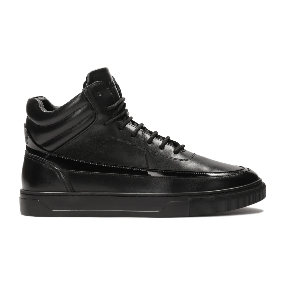 Kazar Leren sneakers met hoge rits en vetersluiting bovenaan Heren Schoenen Zwart