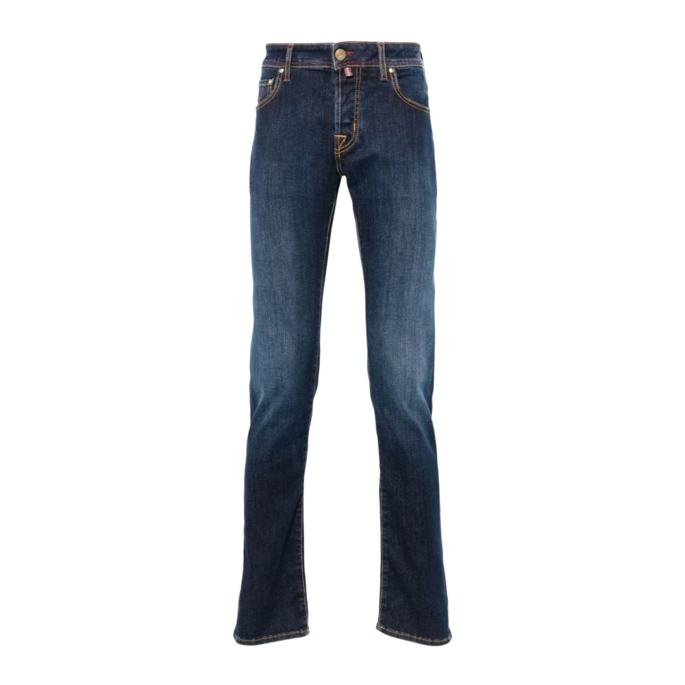 Jacob Cohën Indigo Slim Jeans met Geborduurd Logo Blue Heren