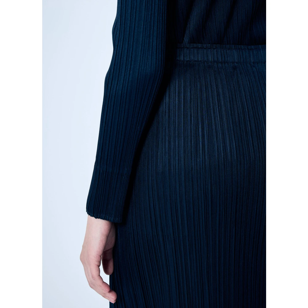 Issey Miyake Elegante Geplooide Kokerrok Blue Dames