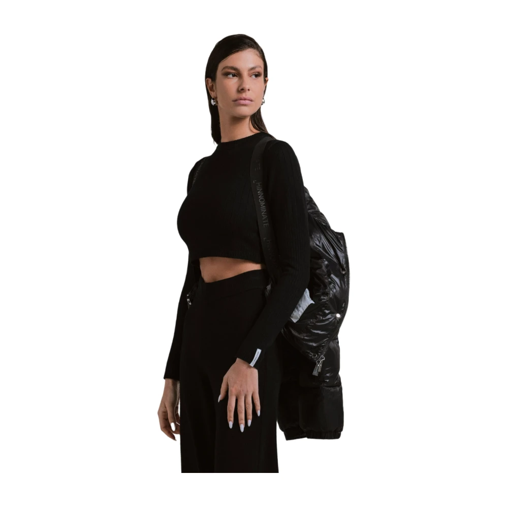 Hinnominate Zwarte korte pufferjas met afneembare mouwen Black Dames