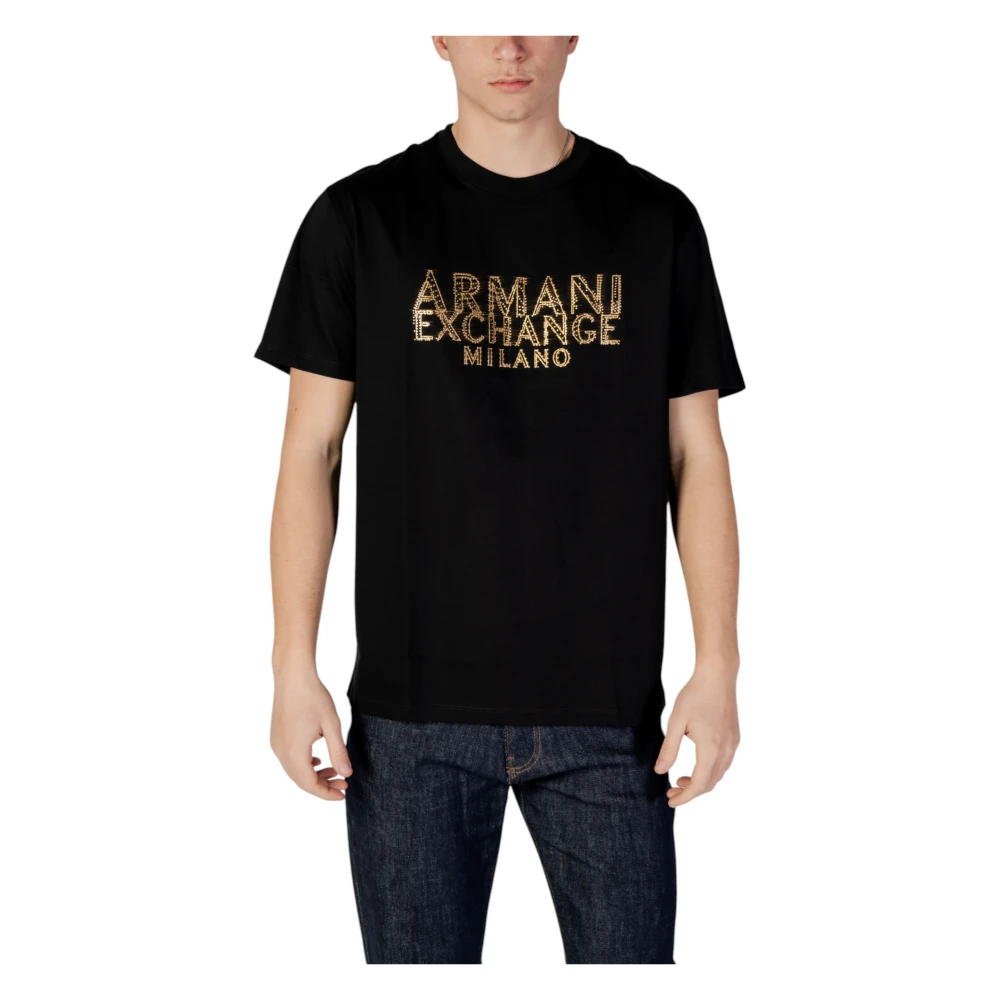 Armani Exchange Stijlvol Geprint T-Shirt van Katoen Black Heren