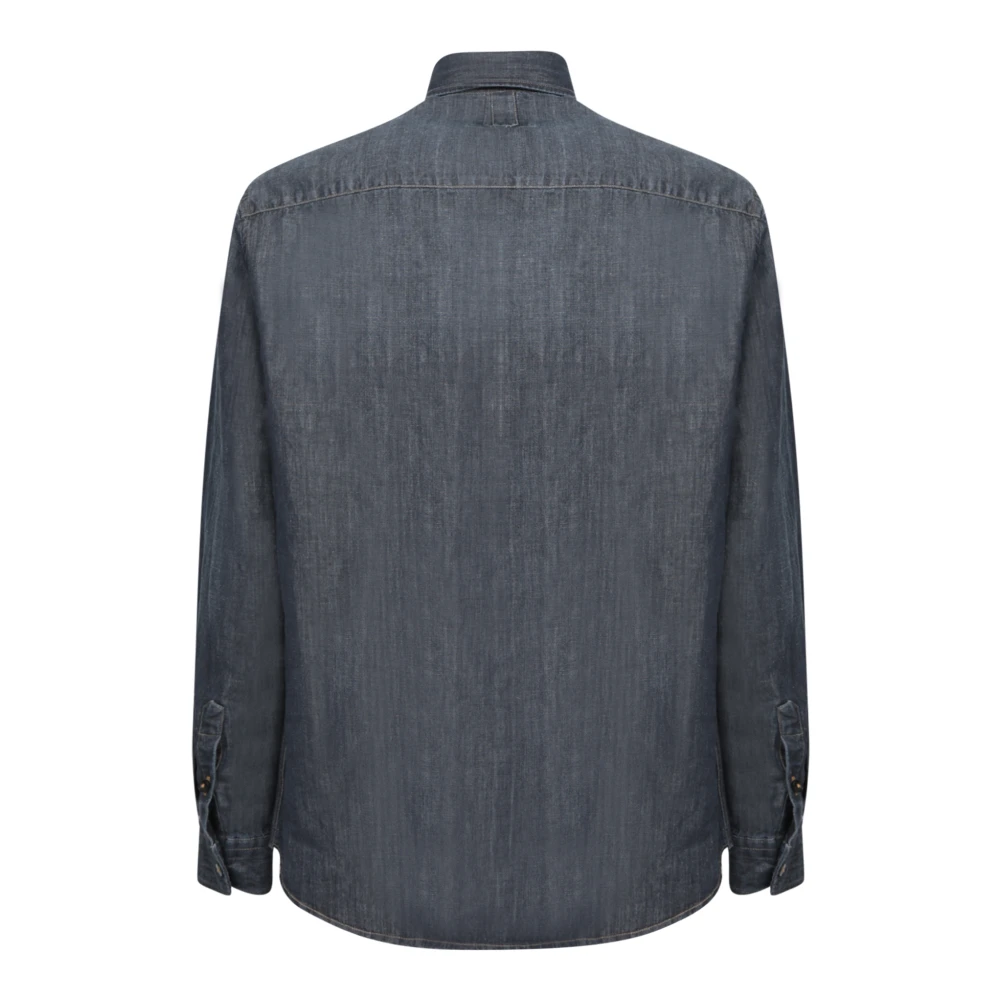 Canali Blauwe Denim Overshirt met Borstzak Blue Heren
