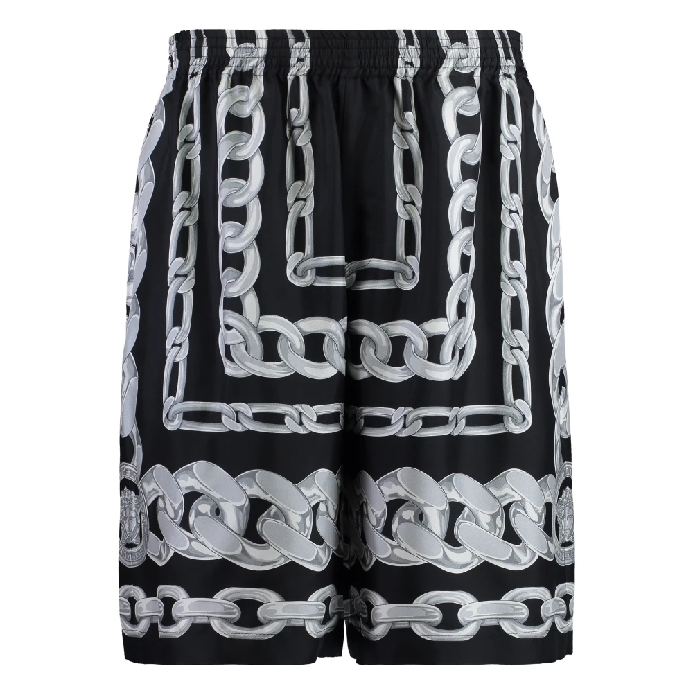 Versace Silk Medusa Chains Bermuda Shorts - Male - Casual Shorts - Black - M - Shorts - Image 5