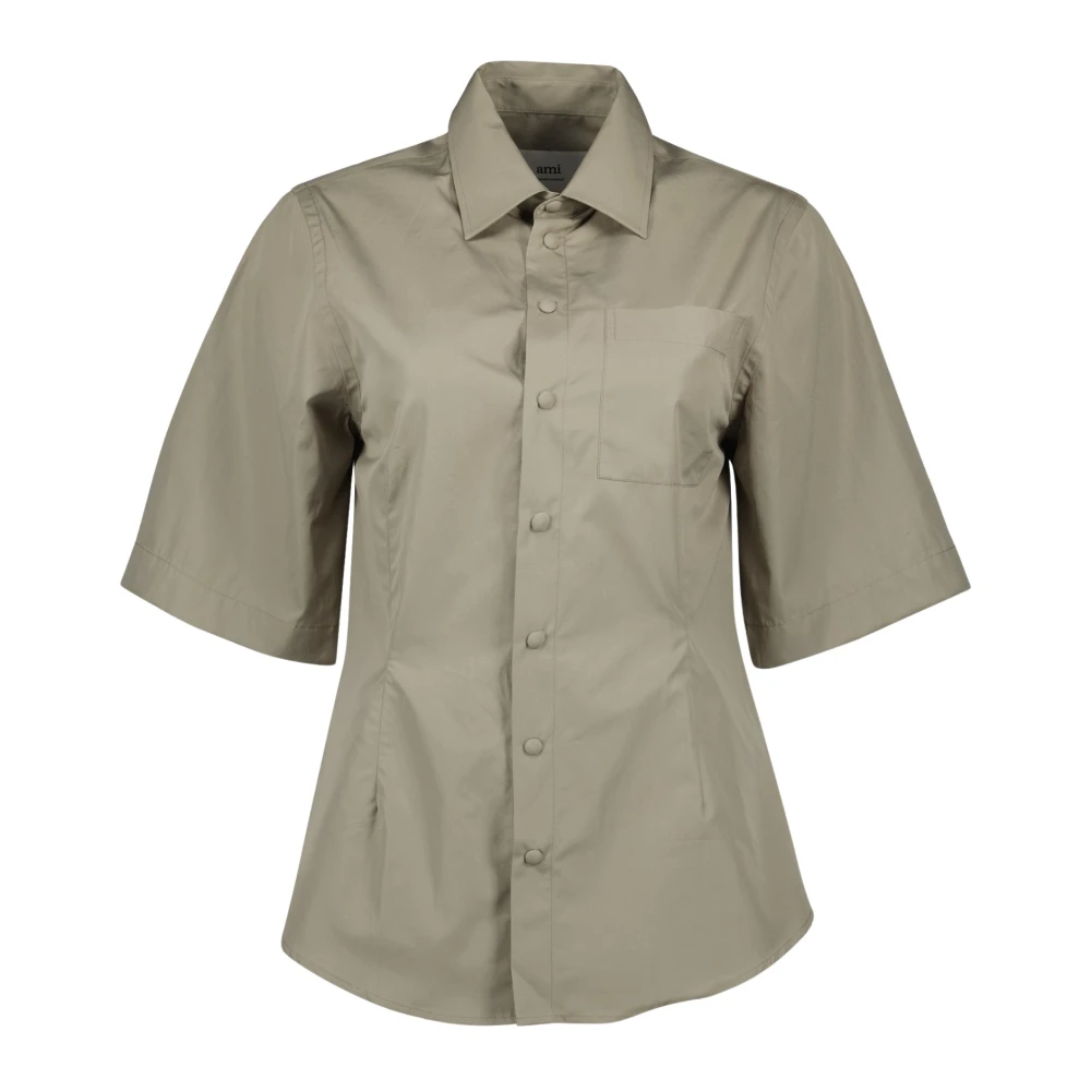 Ami Paris Femme Gris Blouses Et Chemises, Taille: 38 Fr Chemise En Coton Collection Printemps-Été 2025