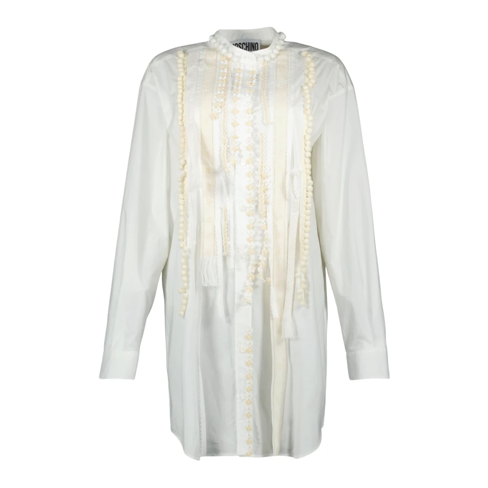 Moschino White Poplin Shirt Dress With Embroidery - Female - Shirt Dresses - S - Dresses