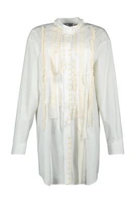 Poplin skjortklänning med broderi